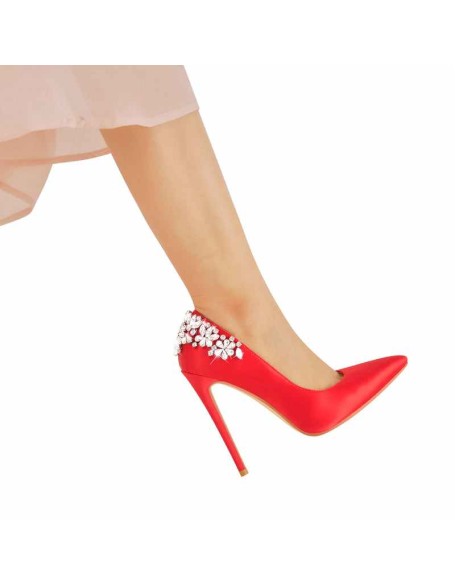 Pointed Toe Rhinestone Stiletto Pumps