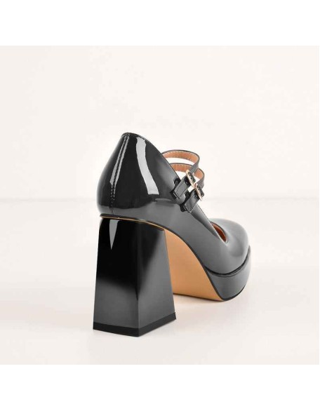 Square Toe Platform Double Buckle Strap Pumps