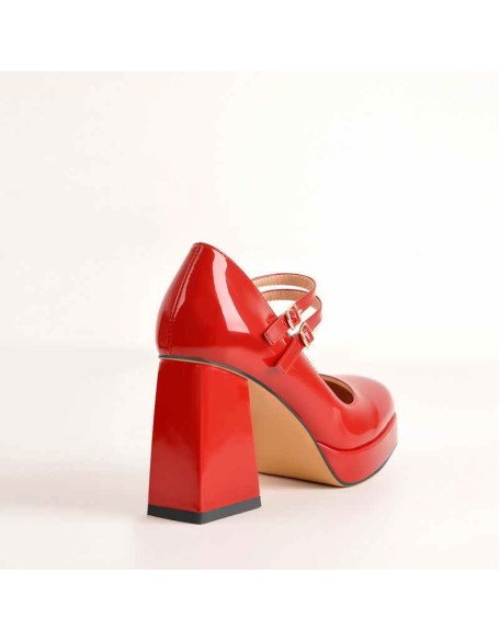 Square Toe Platform Double Buckle Strap Pumps
