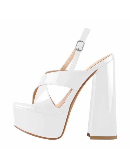 Platform Cross Ankle Strap Chunky Heel Sandals