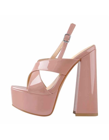 Platform Cross Ankle Strap Chunky Heel Sandals