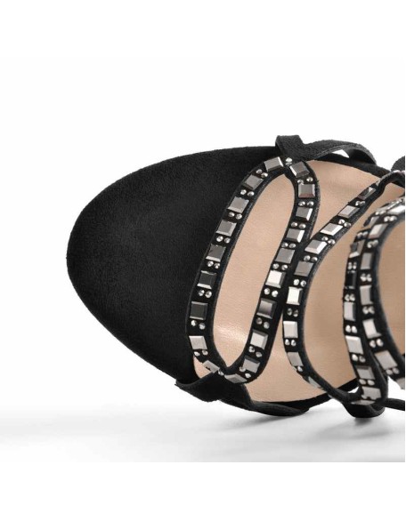 Gladiator Metal Cut Out Zipper Stiletto Sandals