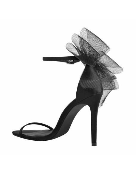 Single Band Ankle Strap Mesh Bow Stiletto Sandals