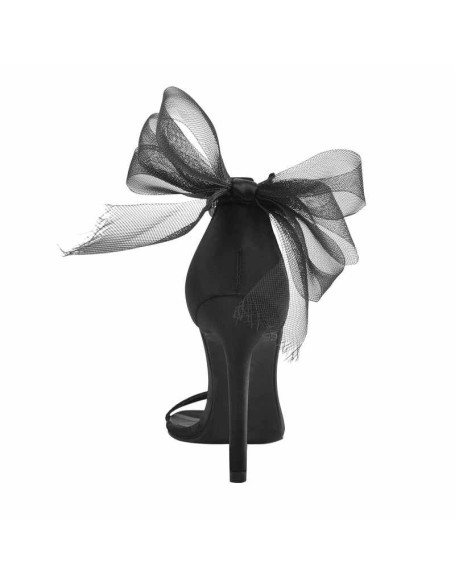 Single Band Ankle Strap Mesh Bow Stiletto Sandals