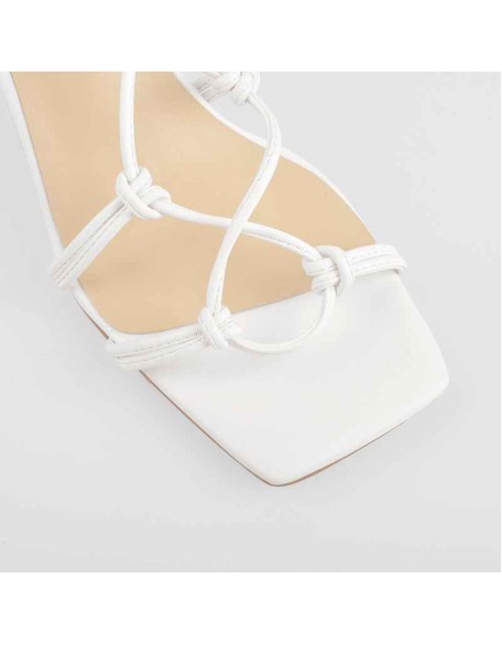 Square Toe Gladiator Lace Up Chunky Heel Sandals