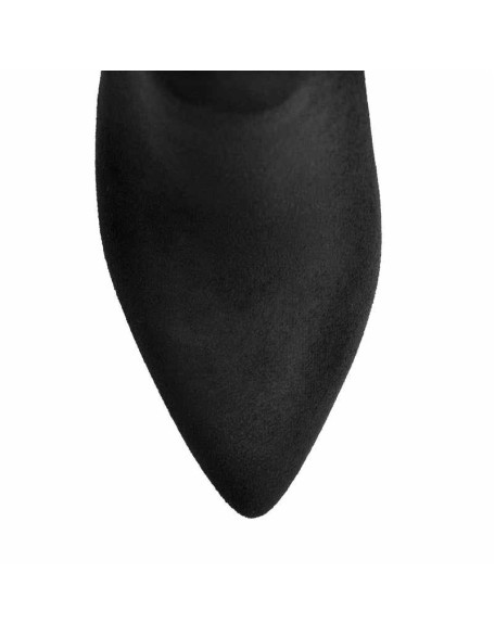 Black Pointed Toe Stiletto Suede Boots