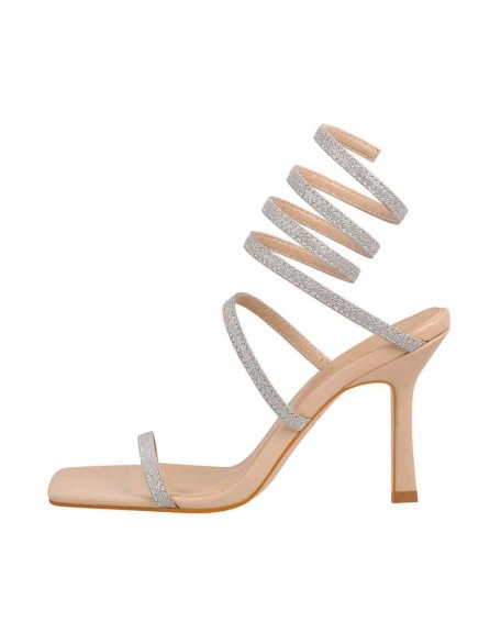 Square Toe Glitter Ankle Strap Sandals