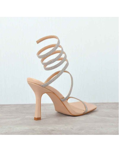 Square Toe Glitter Ankle Strap Sandals