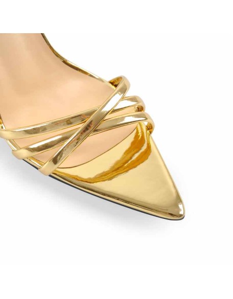 Pointed Toe Strap Lace Up Clear Heel Sandals