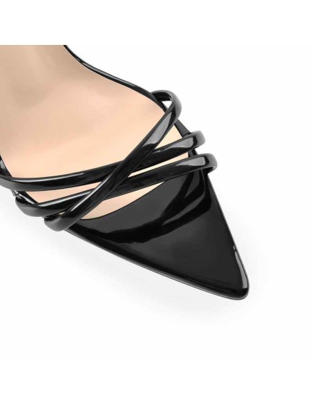 Pointed Toe Strap Lace Up Clear Heel Sandals