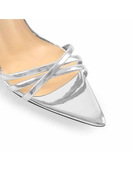 Pointed Toe Strap Lace Up Clear Heel Sandals
