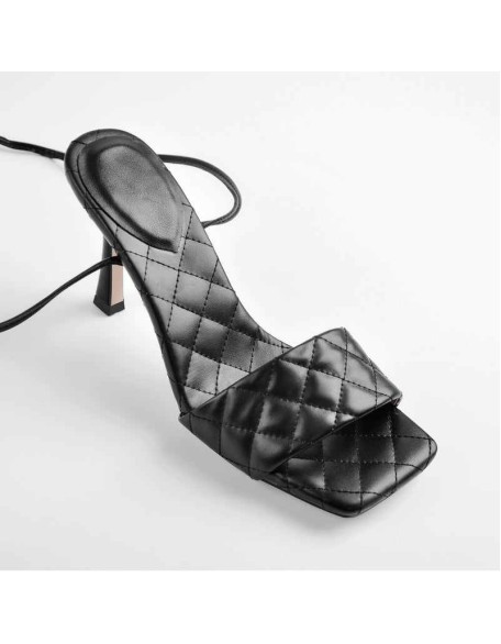 Square Toe Single Band Lace Up Sandals