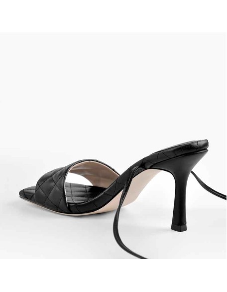 Square Toe Single Band Lace Up Sandals