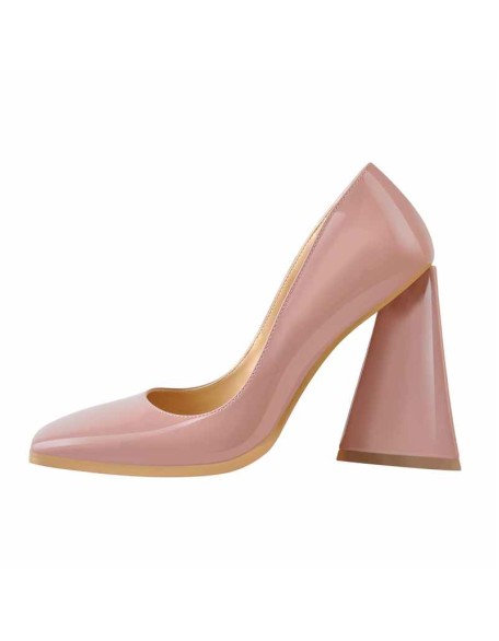 Square Toe Triangle Block High Heels Pumps