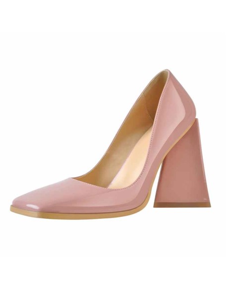Square Toe Triangle Block High Heels Pumps