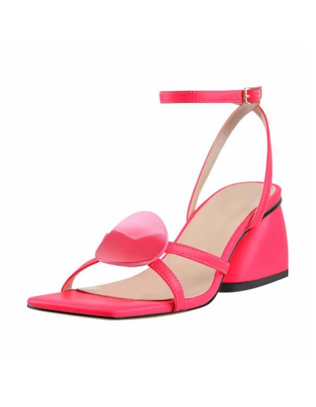 Square Toe Ankle Strap Chunky Low Heel Sandals