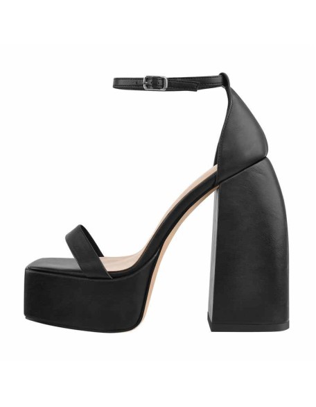 Square Toe Platform Ankle Strap Chunky Heel Sandals