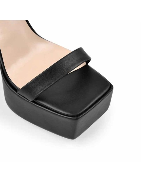 Square Toe Platform Ankle Strap Chunky Heel Sandals
