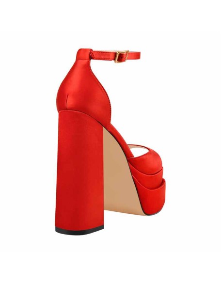 Double Platform Ankle Strap Chunky Heel Sandals