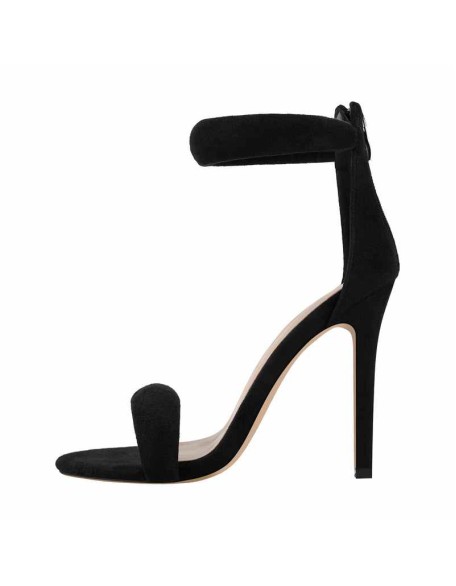 Double Rhinestone Band Zipper Stiletto Sandals