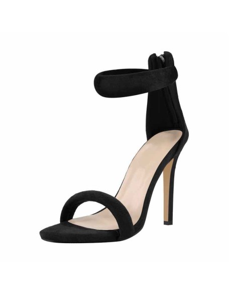 Double Rhinestone Band Zipper Stiletto Sandals