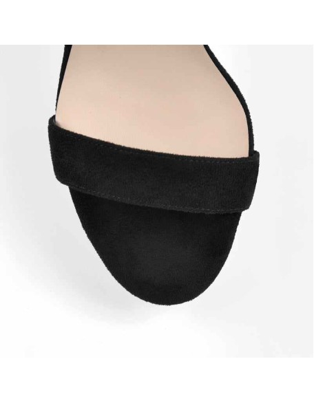 Rhinestone Platform Single Band Ankle Strap Chunky Heel Sandals
