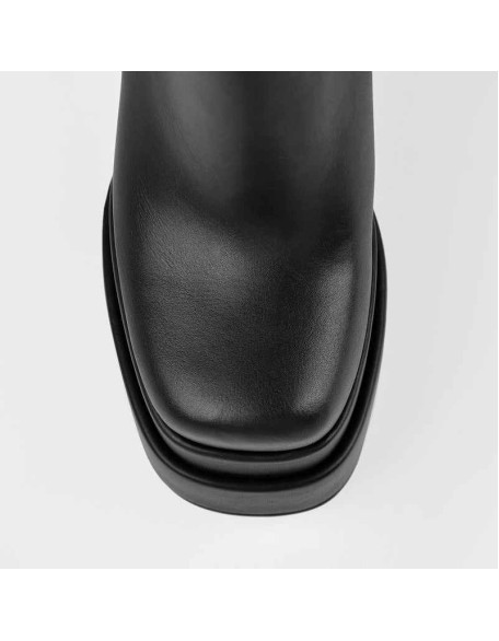 Double Platform Elastic Zipper Chunky Heel Ankle Boots