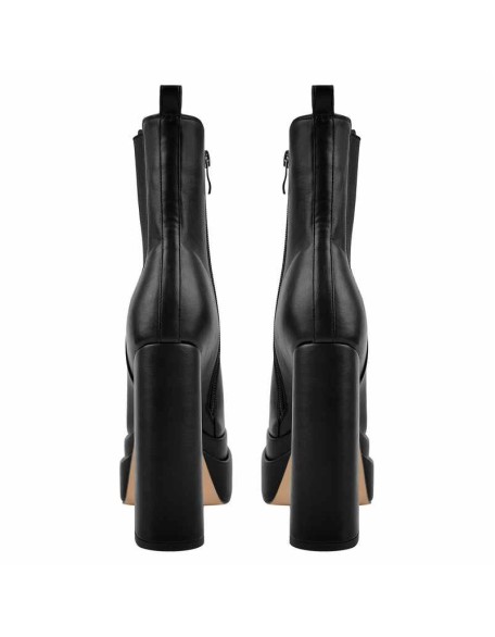Double Platform Elastic Zipper Chunky Heel Ankle Boots