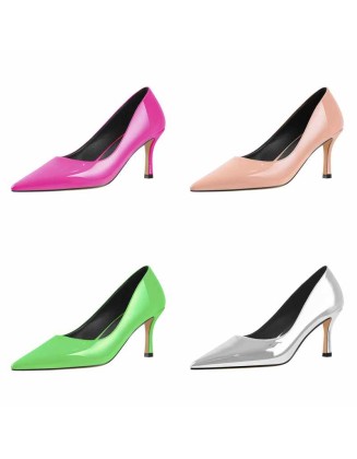 Colorful Pointed Toe Large Size Kitten Heel Daily Pumps