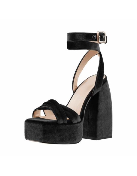 Open Toe Platform Ankle Cross Strap High Heel Sandals