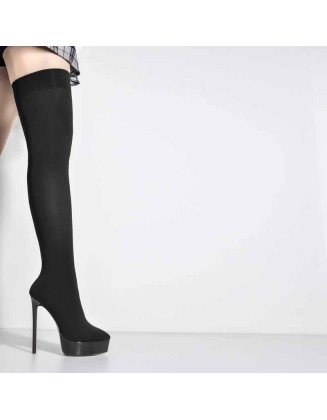 Black Platform High Heel Over the Knee Boots