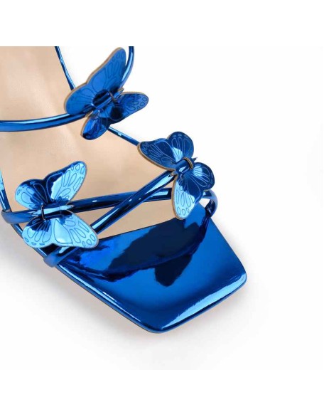 Ankle Strap Butterfly Decor Mid Chunky Heels Sandals