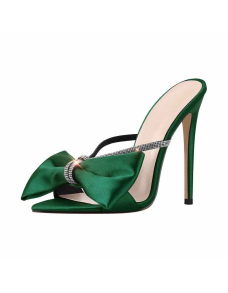 Pointed Toe Bow Rhinestones High Heel Sandals