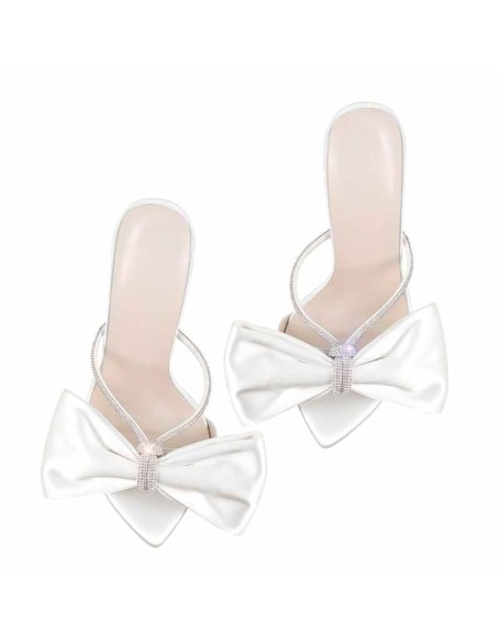 Pointed Toe Bow Rhinestones High Heel Sandals