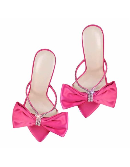 Pointed Toe Bow Rhinestones High Heel Sandals