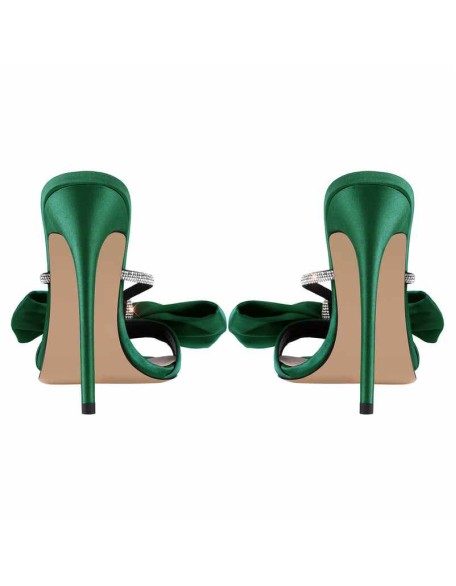 Pointed Toe Bow Rhinestones High Heel Sandals