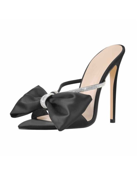 Pointed Toe Bow Rhinestones High Heel Sandals