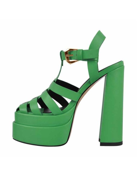 White Platform Chunky High Heel Hollow Out Strappy Sandals