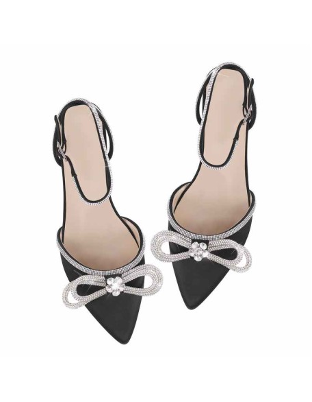 Pointed Toe Rhinestone Bowknot Sandals Flats
