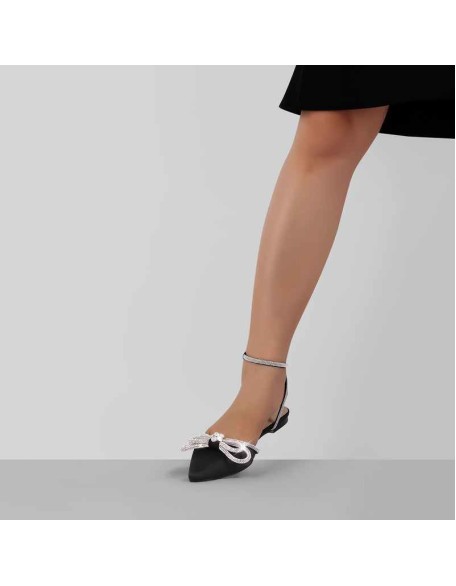 Pointed Toe Rhinestone Bowknot Sandals Flats