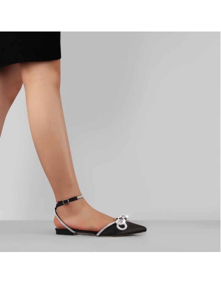 Pointed Toe Rhinestone Bowknot Sandals Flats