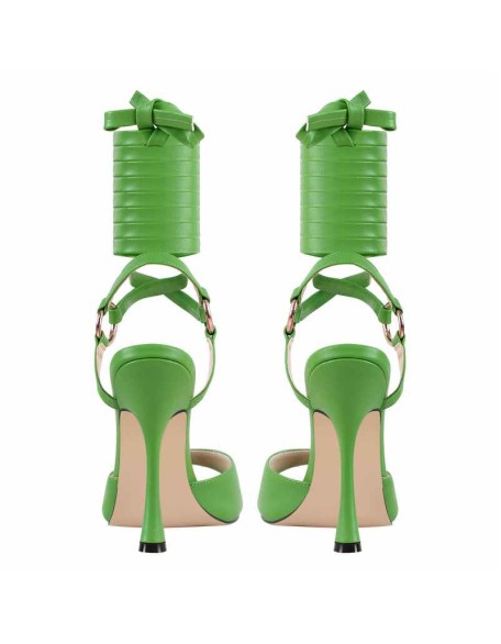 Green Lace Up Gladiator High Heel Sandals