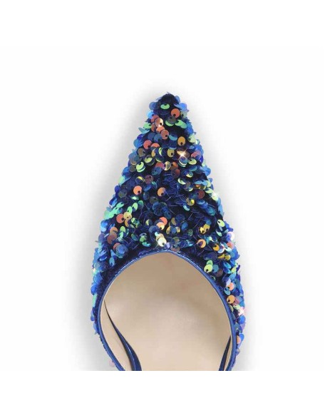 Pointed Toe Sequin Lace Up Pumps
