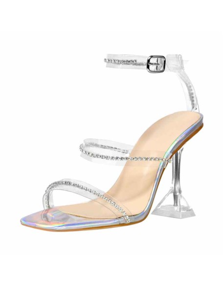 Rhinestones Ankle Strap High Heel Sandals