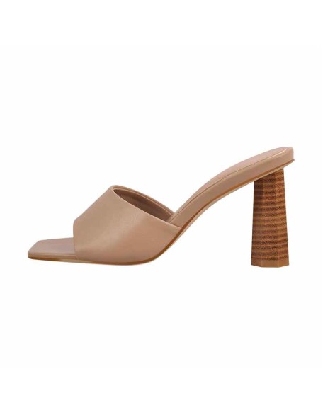 Square Open Toe Mules Chunky Heel Sandals