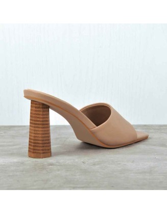 Square Open Toe Mules Chunky Heel Sandals
