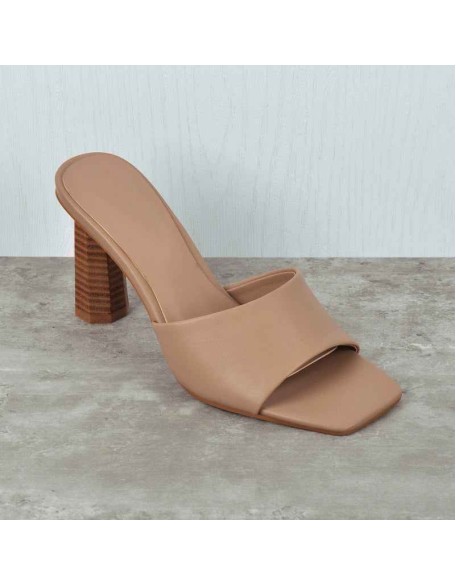 Square Open Toe Mules Chunky Heel Sandals