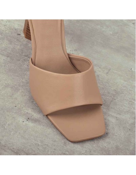 Square Open Toe Mules Chunky Heel Sandals