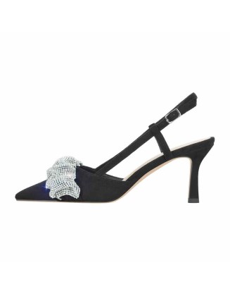 Rhinestone Pointed Toe Slingback Pumps