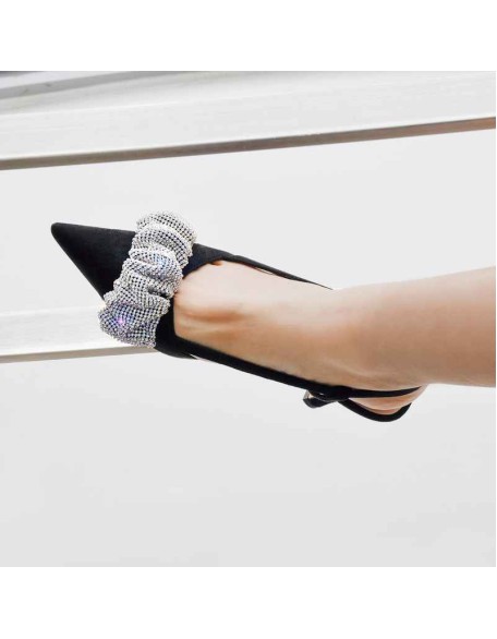 Rhinestone Pointed Toe Slingback Pumps